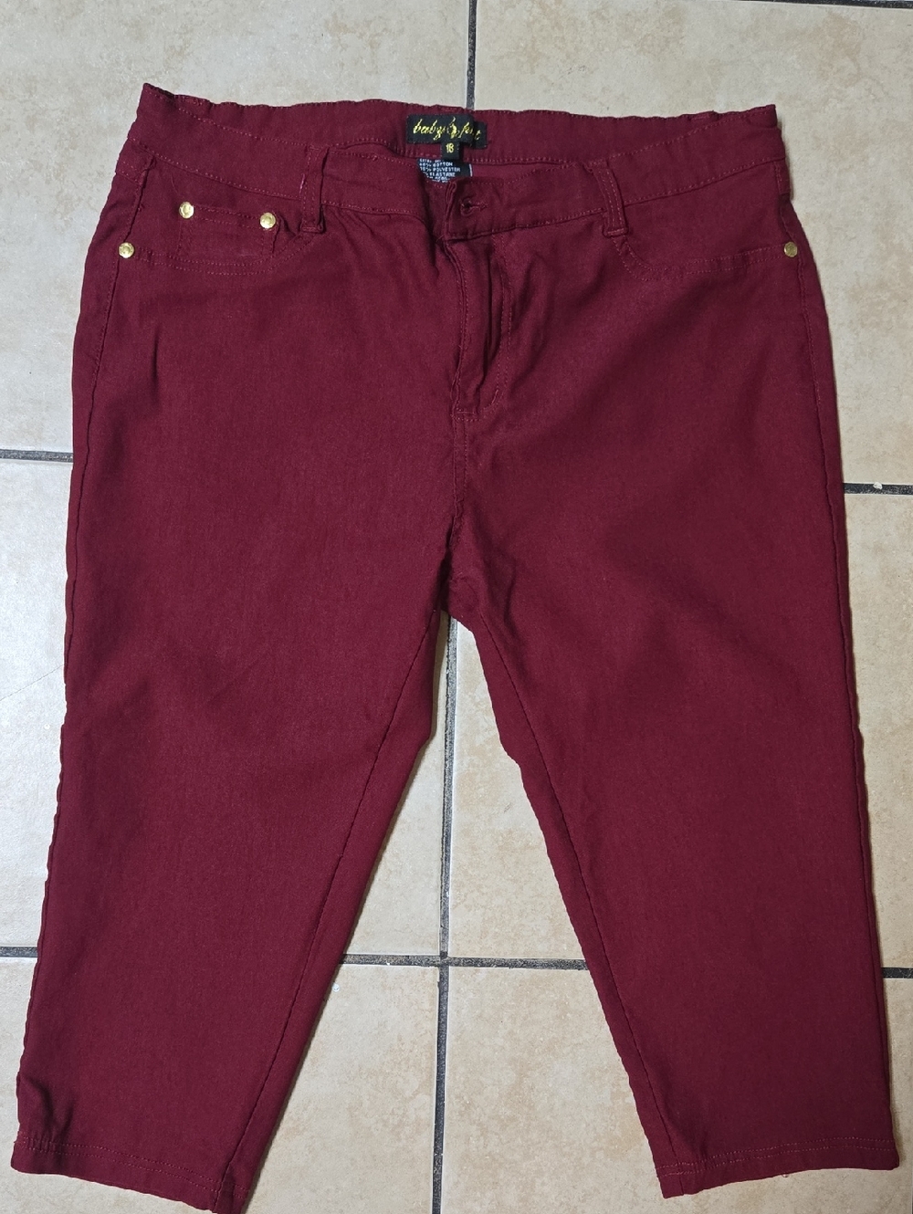 Baby Phat Burgundy Cropped Slim Jeans